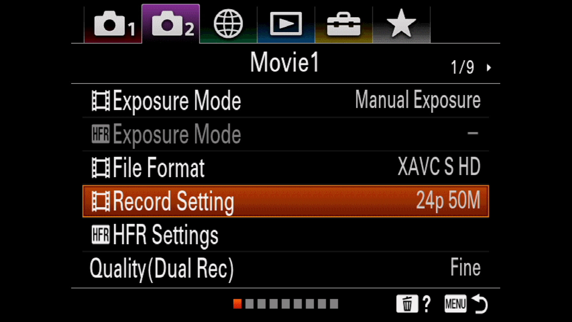 sony zv1 record settings