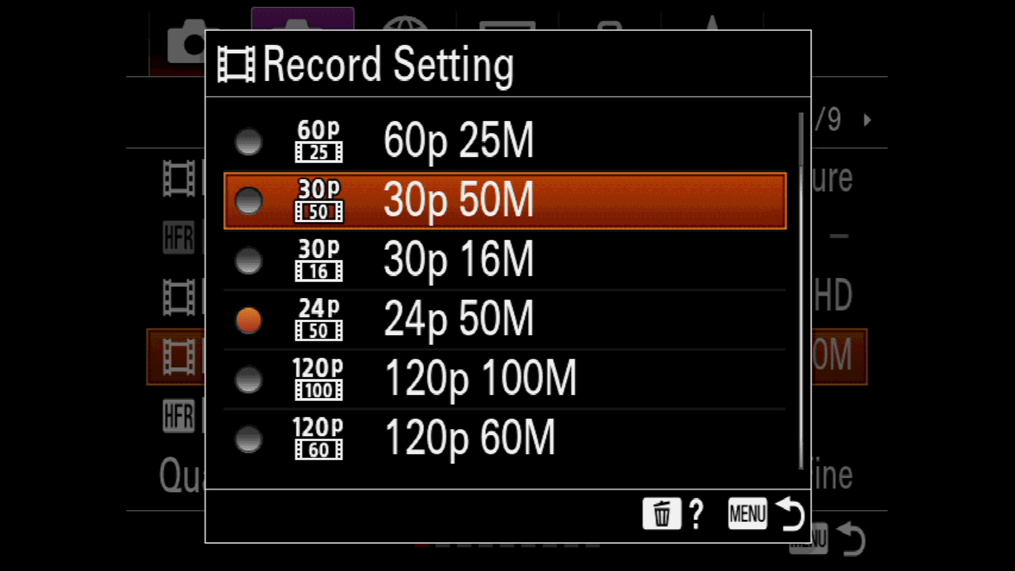 sony zv1 record settings